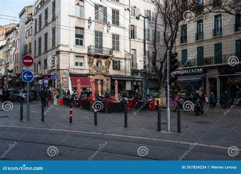 Marseille, Provence, France - Lively Square and Boulevard with Multi ...