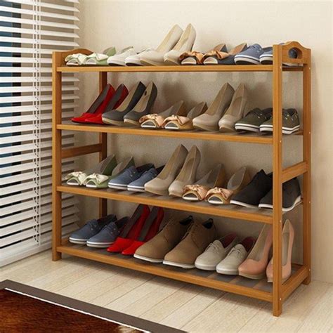 Buy Zimtown Bamboo Wood Shoe Rack 4-Tier Pairs Entryway Shoe Shelf ...