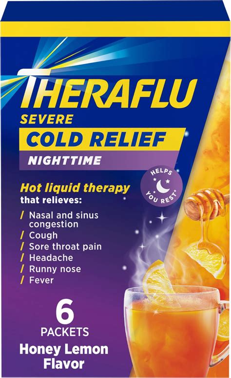 Amazon.com: Theraflu Nighttime Severe Cold Relief Honey Lemon Flavor ...