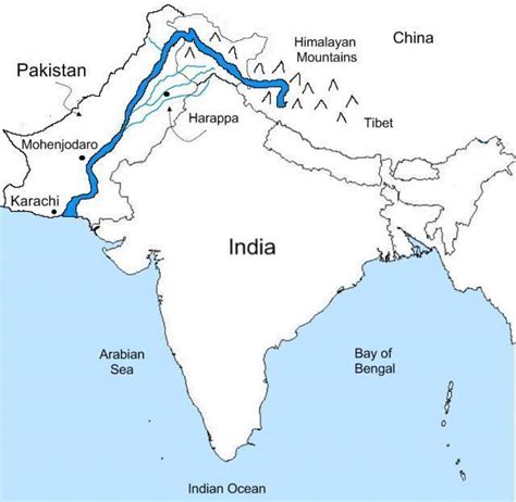 river indus marked on outline physical map - Brainly.in