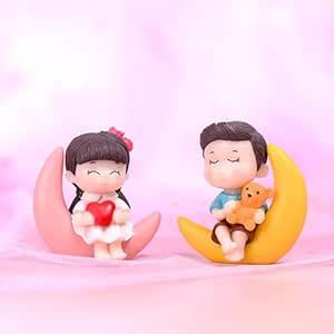 Wonderland Set of 2 Couple Miniature Dolls on The Moon Boy & Girl ...