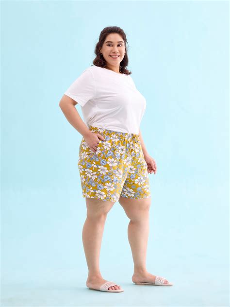 Yellow Cotton Knit Printed Lounge Shorts – Go Colors India