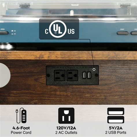 Buy TC-HOMENY Record Player Stand with Charging Station & USB Ports ...
