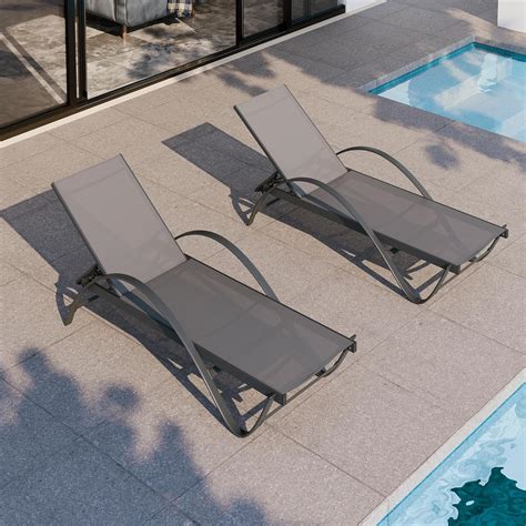 Amazon.com: Shintenchi Patio Chaise Lounge Set of 2, Pool Chaise Lounge ...