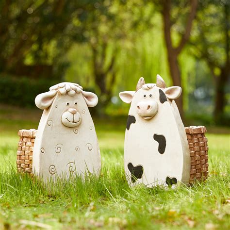 Set of 2 12.5'H/13"H MGO Cute Sheep/Cow Statue Planters | Michaels