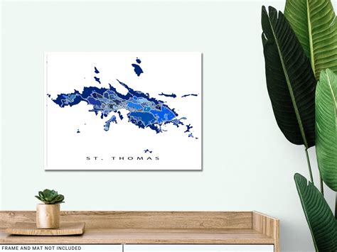 St Thomas US Virgin Islands Map Print Poster, Geometric Blue St Thomas ...