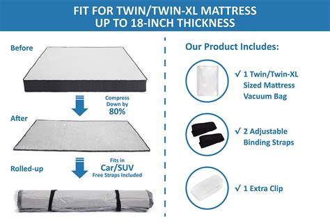 Twin/Twin XL Foam Mattress Vacuum Bag for Moving, Vacuum Seal Mattress ...