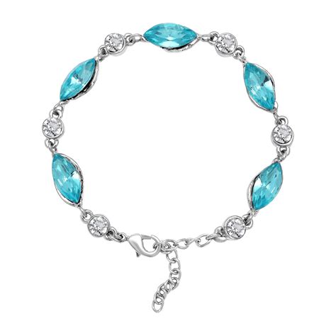 Buy Mahi Rhodium Plated Aqua Blue and White Crystals Glamorous Timeless ...