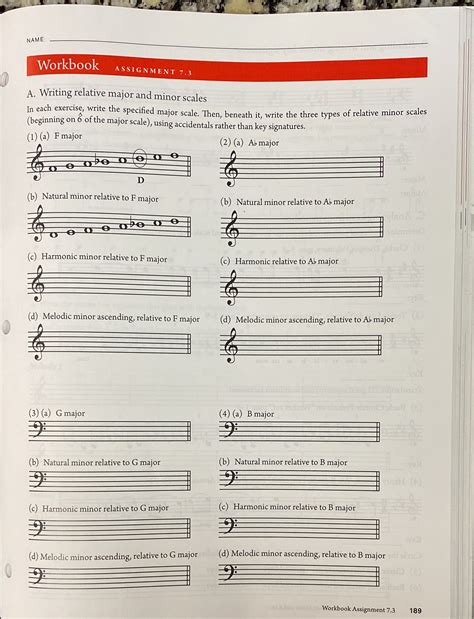 [Solved] NAME Workbook ASSIGNMENT 7.3 A. Writing relative major and ...