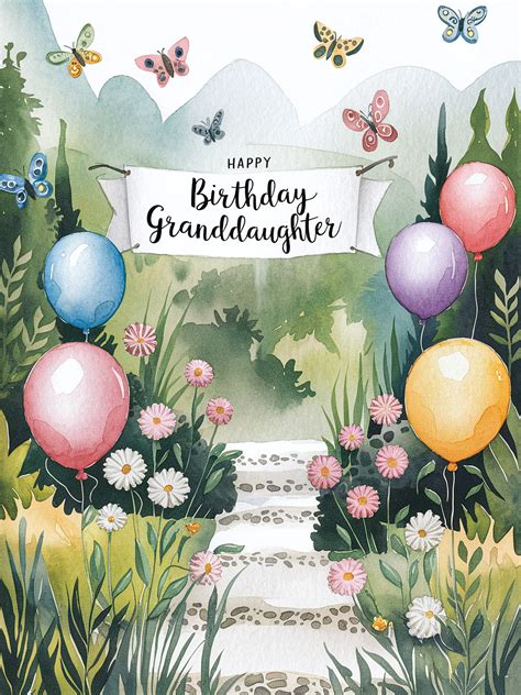 Free Download Happy Birthday Granddaughter Watercolor