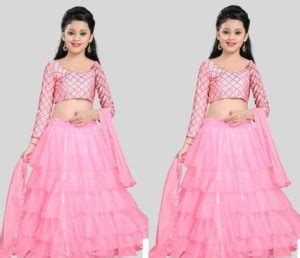 KRIMAA Girls Lehenga Choli Ethnic Wear Solid Lehenga, Choli and Dupatta ...
