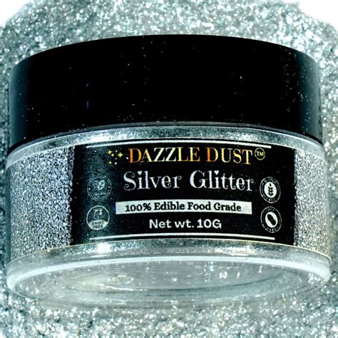 Amazon.com: (BULK–10g) Silver Edible Glitter For Drinks, Silver Luster ...