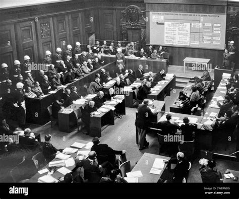 NUREMBERG TRIALS 1945-46.Prosecution display diagram of overlaps between the Gestapo and the ...