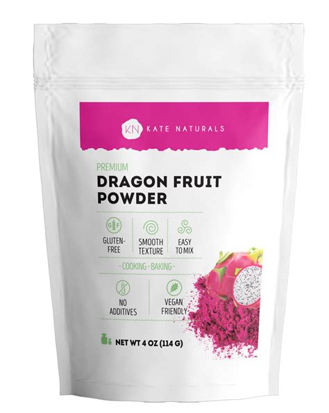 Kate Naturals Dragon Fruit Powder (4oz) - Vegan & Gluten-Free Pitaya ...