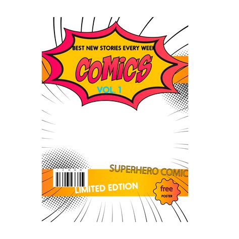 Comic book cover template design 17374869 PNG