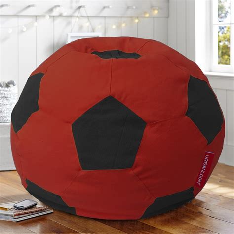 Bean bag footstool combo - Scarlet organic cotton Handcrafted football ...