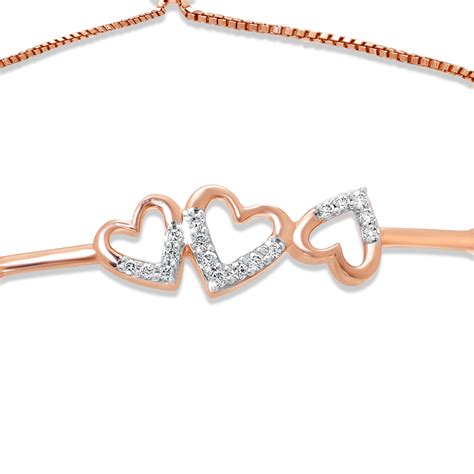14KT Rose Gold Lovely Heart Diamond Bracelet