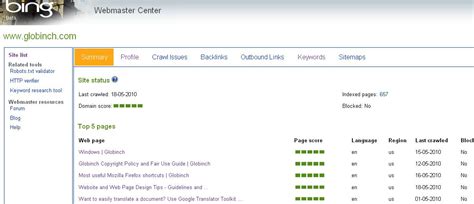 Image result for Bing Webmaster Center