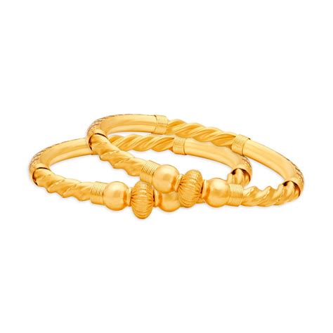 Regal Yellow Gold Spiral Bangles