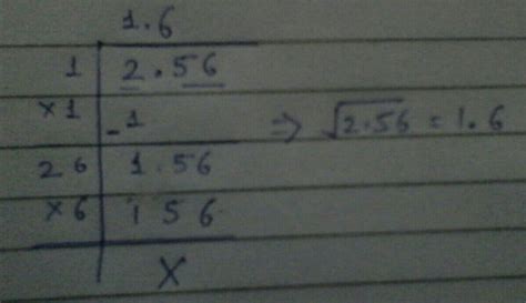 Find the square root of 2.56 by division method. Best answer will get ...