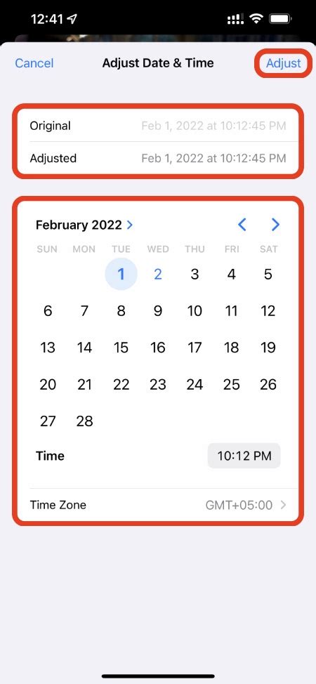 Adjust Date and Time 的图像结果