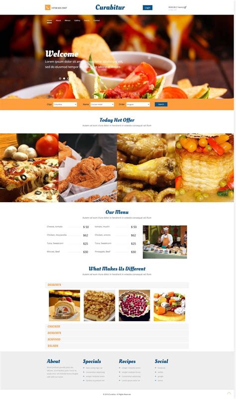 简洁美食快餐店响应式通用网站模板