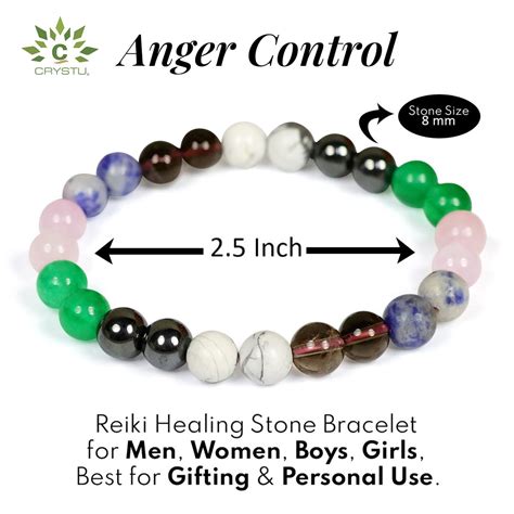 Buy Crystu Anger Control Bracelet 8 mm Reiki Chakra Healing Stone ...