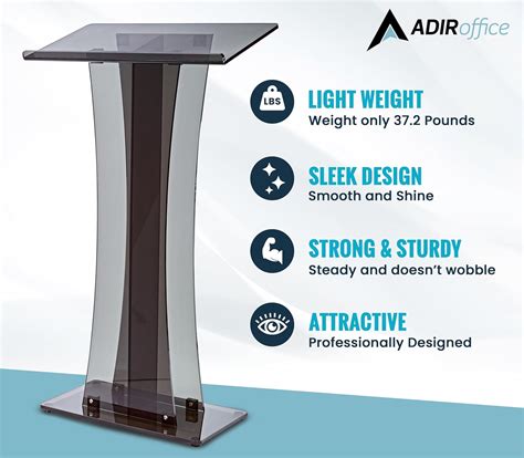 AdirOffice Portable Clear Acrylic Podium Stand - Professional India | Ubuy