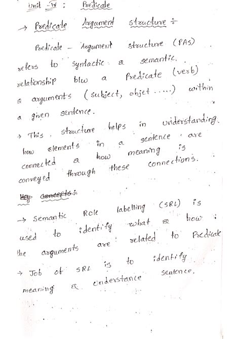 NLP- Unit 4 Notes - unit : Predicate Predicate Argument structure ...