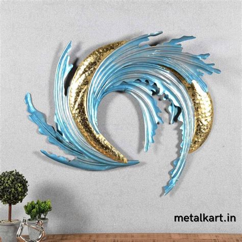 Metallic wave wall art (32 x 32 Inches) - Punam Metalcrafts