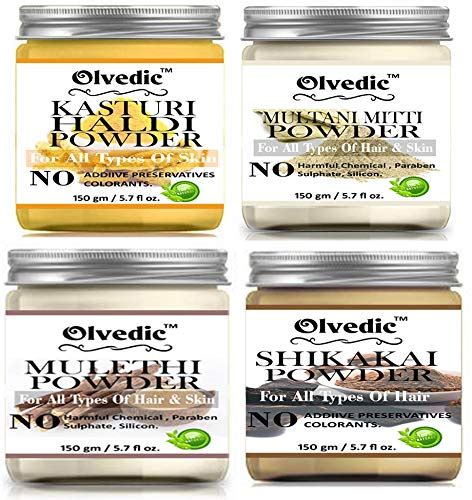 Olvedic 100% Pure Organic Kasturi Haldi Powder , Multani Matti Powder ...