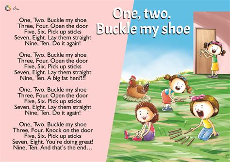 One Two buckle my shoe LKG Rhyme Printable lyrics Card | Rhymes for ...