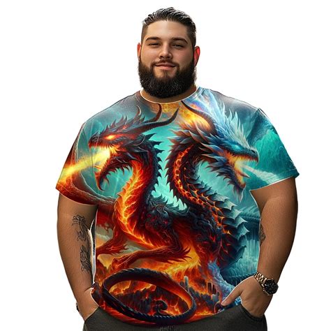 Men T Shirt for Big & Tall Man Graphic Short Sleeve Plus Size Oversized ...