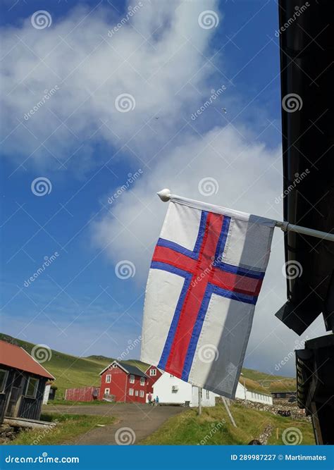 Faroe Island Flag on the Wooden House in Mykines Island, Faroe Islands ...