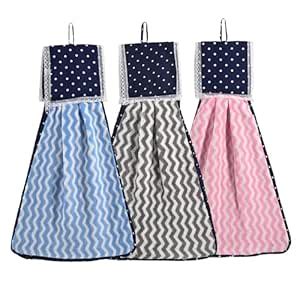 Kuber Industries 3 Pcs Microfiber Wash Basin Hand Towel with Hanging ...