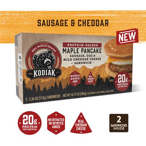 Sausage & Cheddar Cheese Breakfast Sandwich | Kodiak®