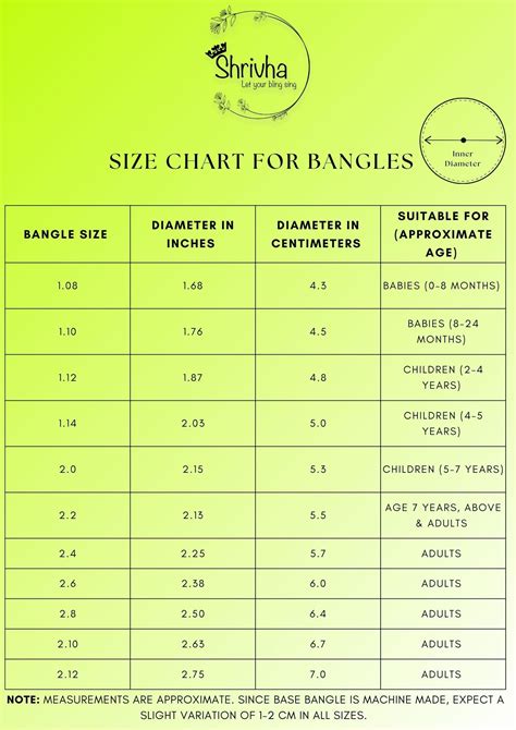Bangle Size Chart & Measuring Guide | Shrivha