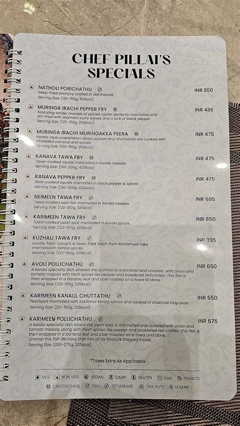 Menu at Meen by Chef Pillai, Kollam