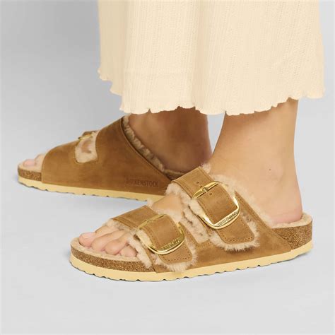 Buy Brown Arizona Big Buckle Shearling Oiled Leather Online in India ...