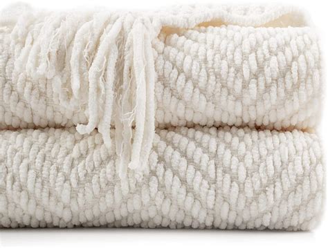 Battilo Cream Throw Blanket for Sofa Couch Chair Bed, Super Soft ...