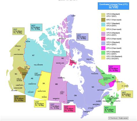 Canadian Time Zone Map Printable