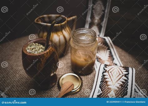 Typical Argentine Mate on Burlap Fabric with Details of Gaucho Guards ...