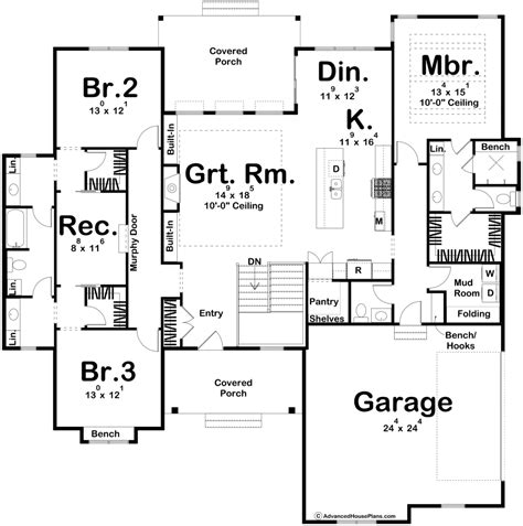 1 Story Modern Cottage Style House Plan | Fullerton