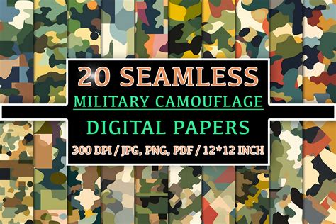 20 Seamless Military Camouflage Patterns Illustration par NordicDesign ...