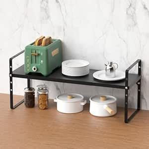 INDIANCODES Expandable Cabinet Shelf Organizer Riser for Kitchen Pantry ...