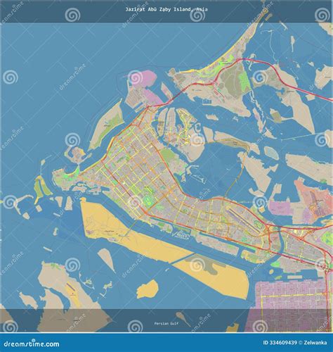 Jazirat Abu Zaby Island. United Arab Emirates. Location Diagram. Yellow Royalty-Free Stock ...