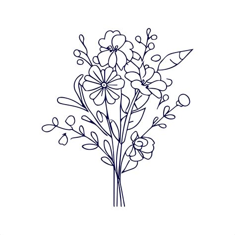 Flower bouquet line art with hand drawn | Premium AI-generated vector