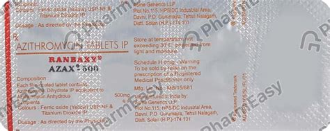Azax 500 MG Tablet (3): Uses, Side Effects, Price & Dosage | PharmEasy