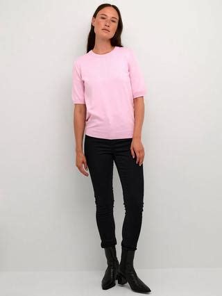 KAFFE Lizza Fine Knit Half Sleeve Top, Pink Mist