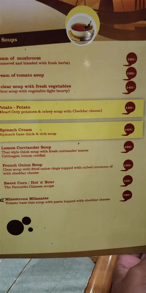 Menu at Nahar's Sidewalk Cafe, Ooty
